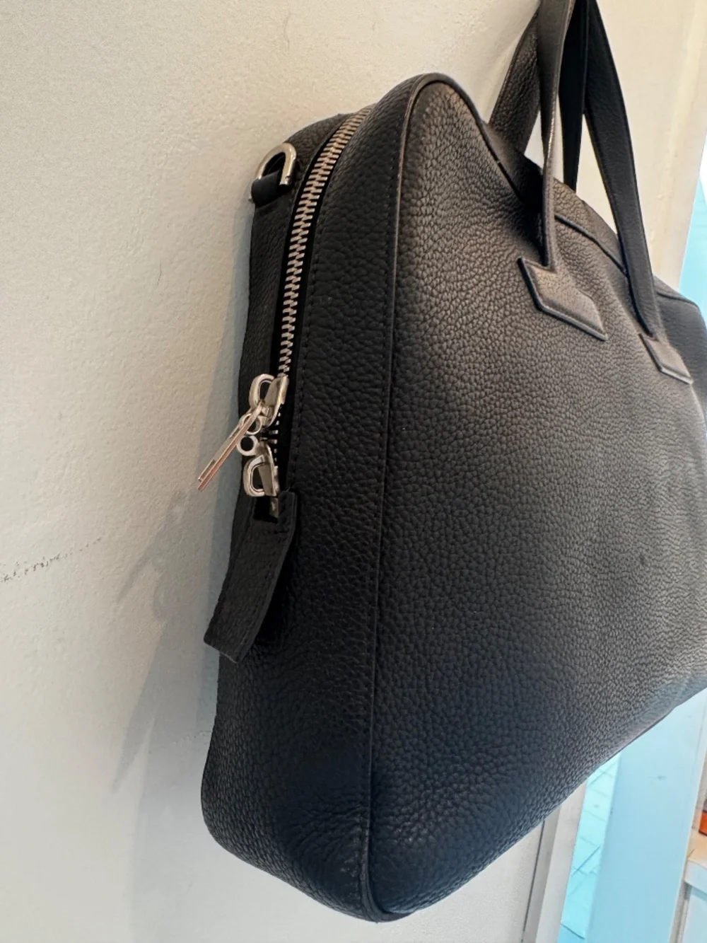 TOM FORD BLACK LEATHER PEBBLED ATTACHÉ BRIEFCASE
